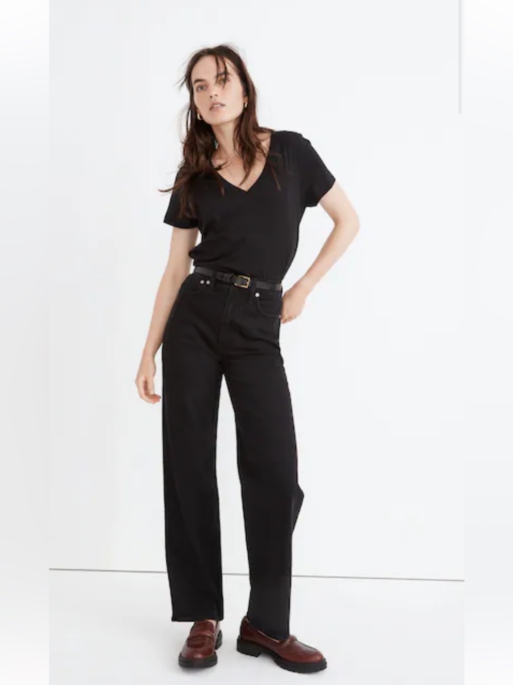 MADEWELL WMNS THE PERFECT VINTAGE WIDE LEG JEAN IN BLACK WASHED DENIM SIZE 26